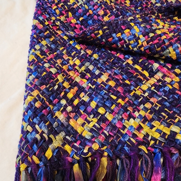 SHAWL HANDMADE - MULTICOLOR RIBBON WOVEN - GORGEOUS AND UNIQUE - Picture 5 of 11